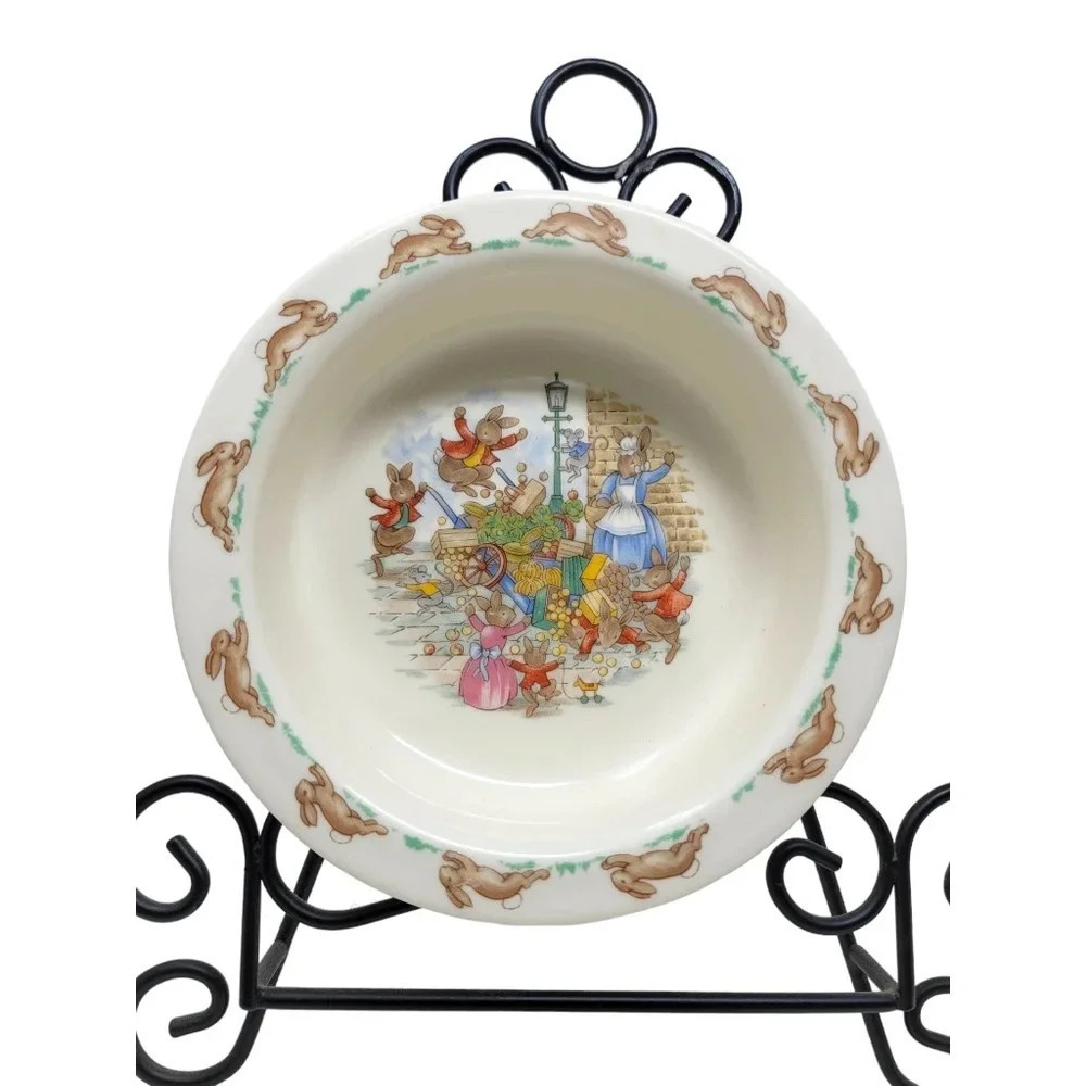Vintage Royal Doulton "Bunnykins" "Toppling the Fruit Cart" Baby  Porridge Dish